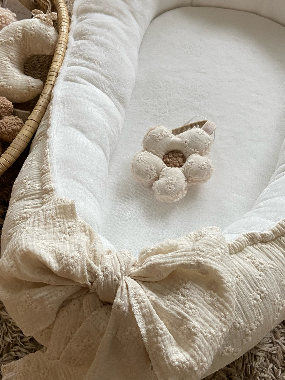 Babynest beige teddy  bamboe