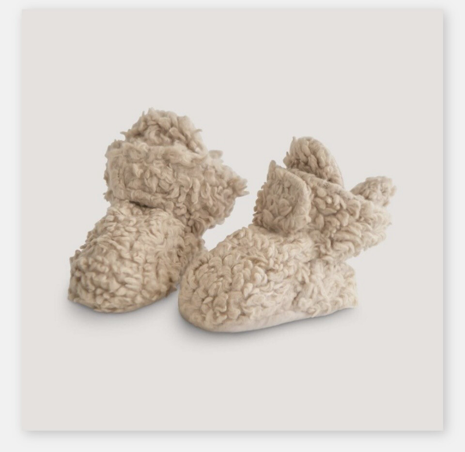 Mushie Cozy Baby Booties Oatmeal