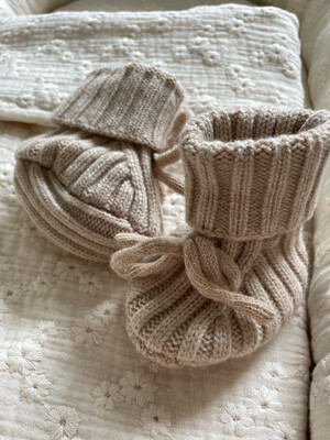 Merino wol slofjes Zand Rib