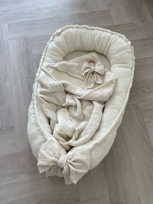 Omslagdoek embroidery big flower natural teddy