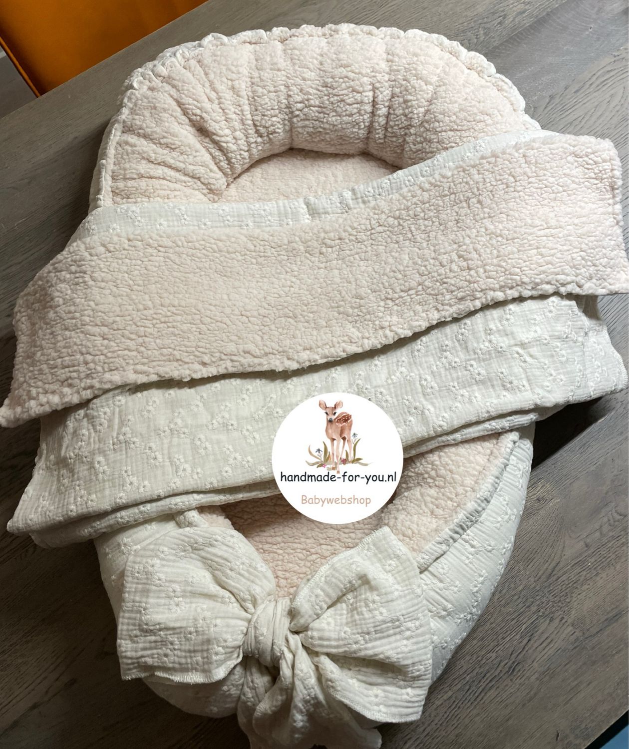 Babynest Embroidery Teddy donker Naturel