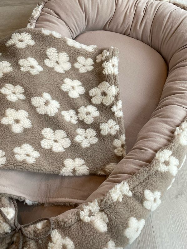 Deken Taupe Bouclé Teddy Daisy