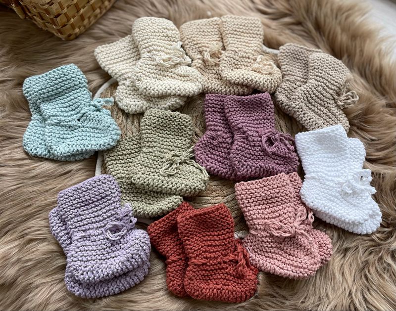 Gebreide slofjes newborn 100% katoen