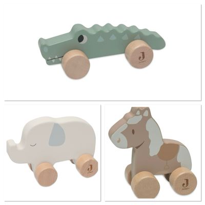 Houten Olifant, krokodil of paard op wielen