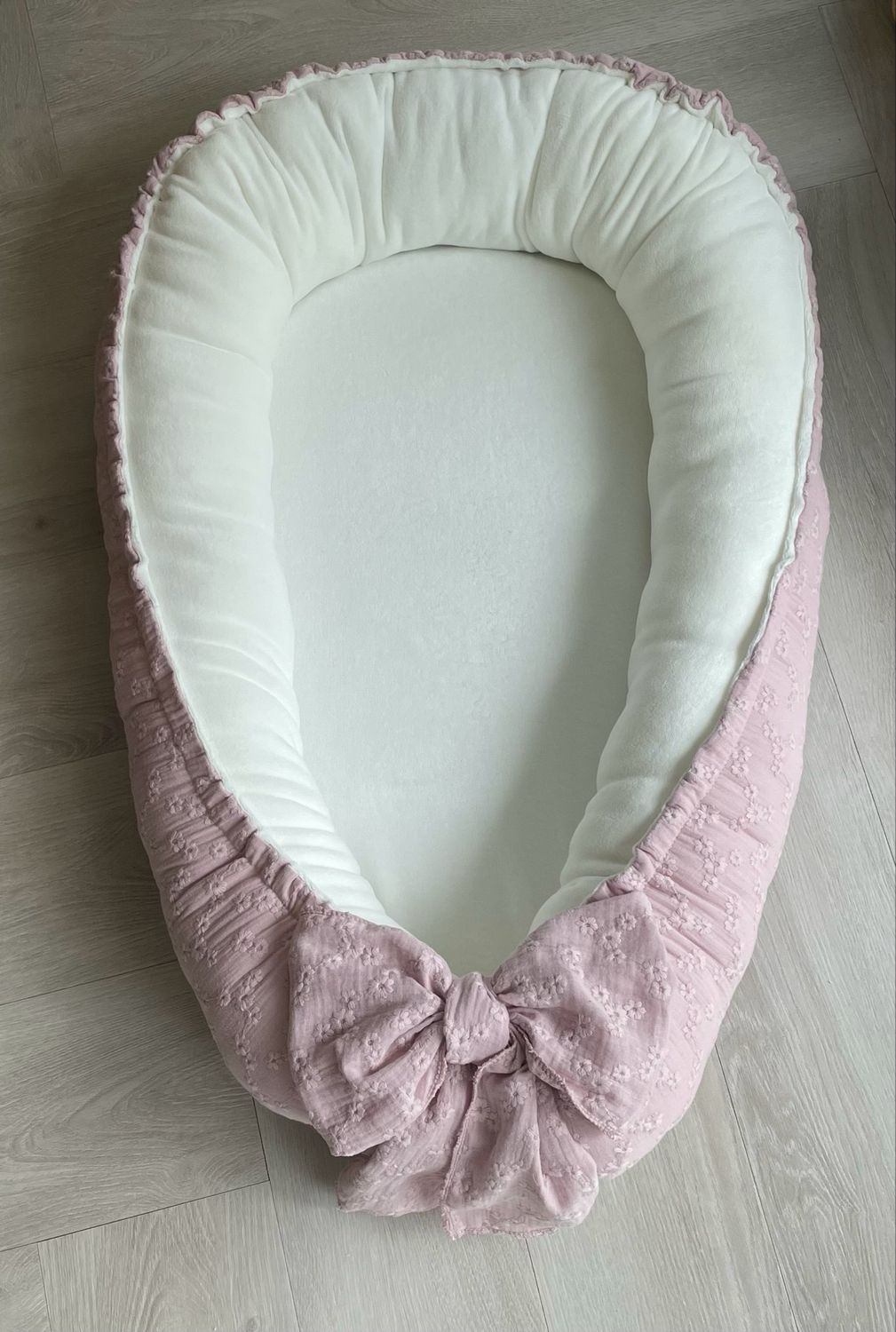 Babynest hydrofiel embroidery big flower oud roze