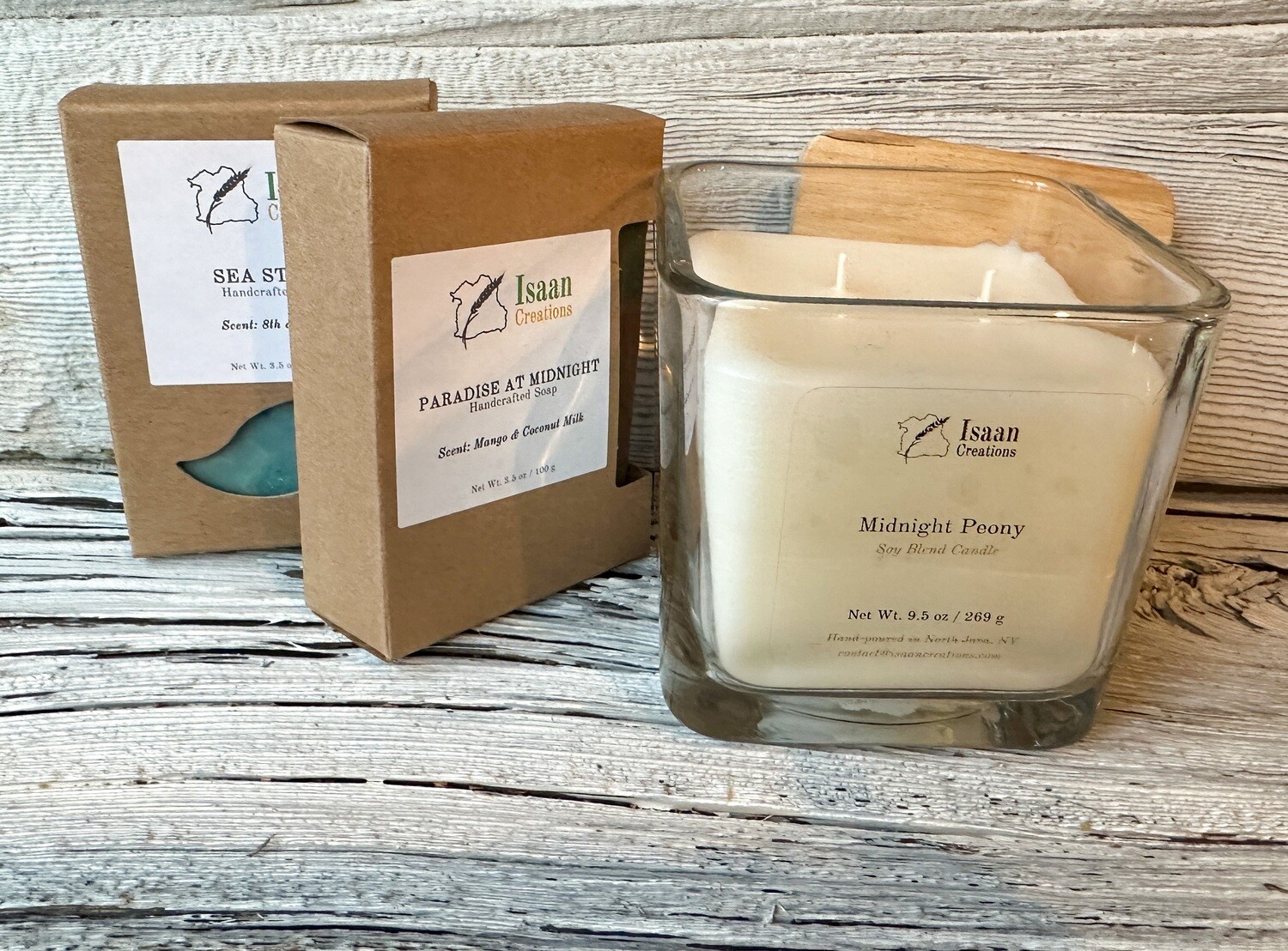 1 candle (9.5 oz) and 2 soaps