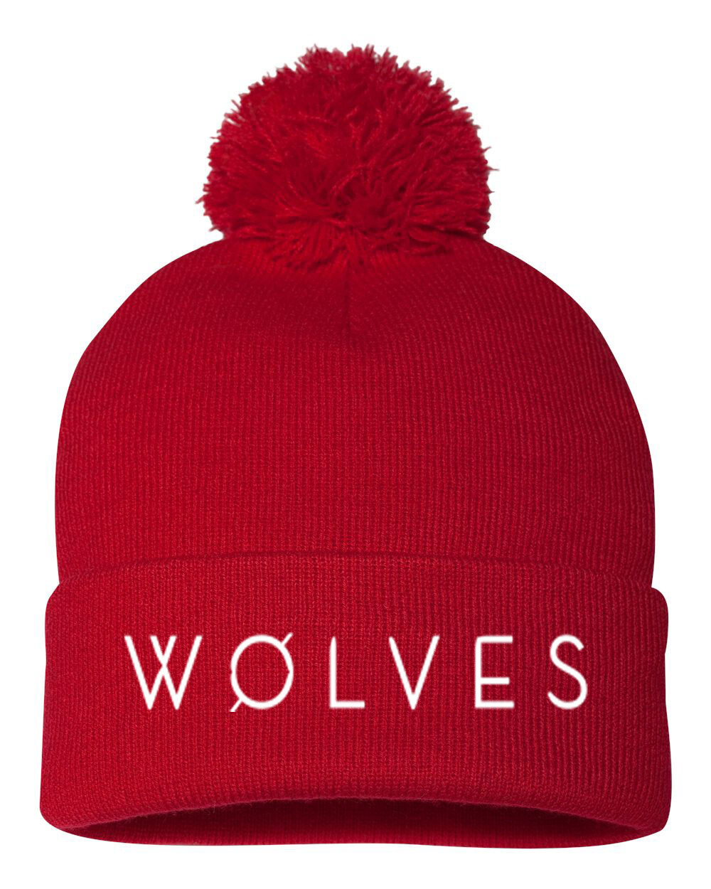 Wolves Beanie w/Ball, Colors: Red