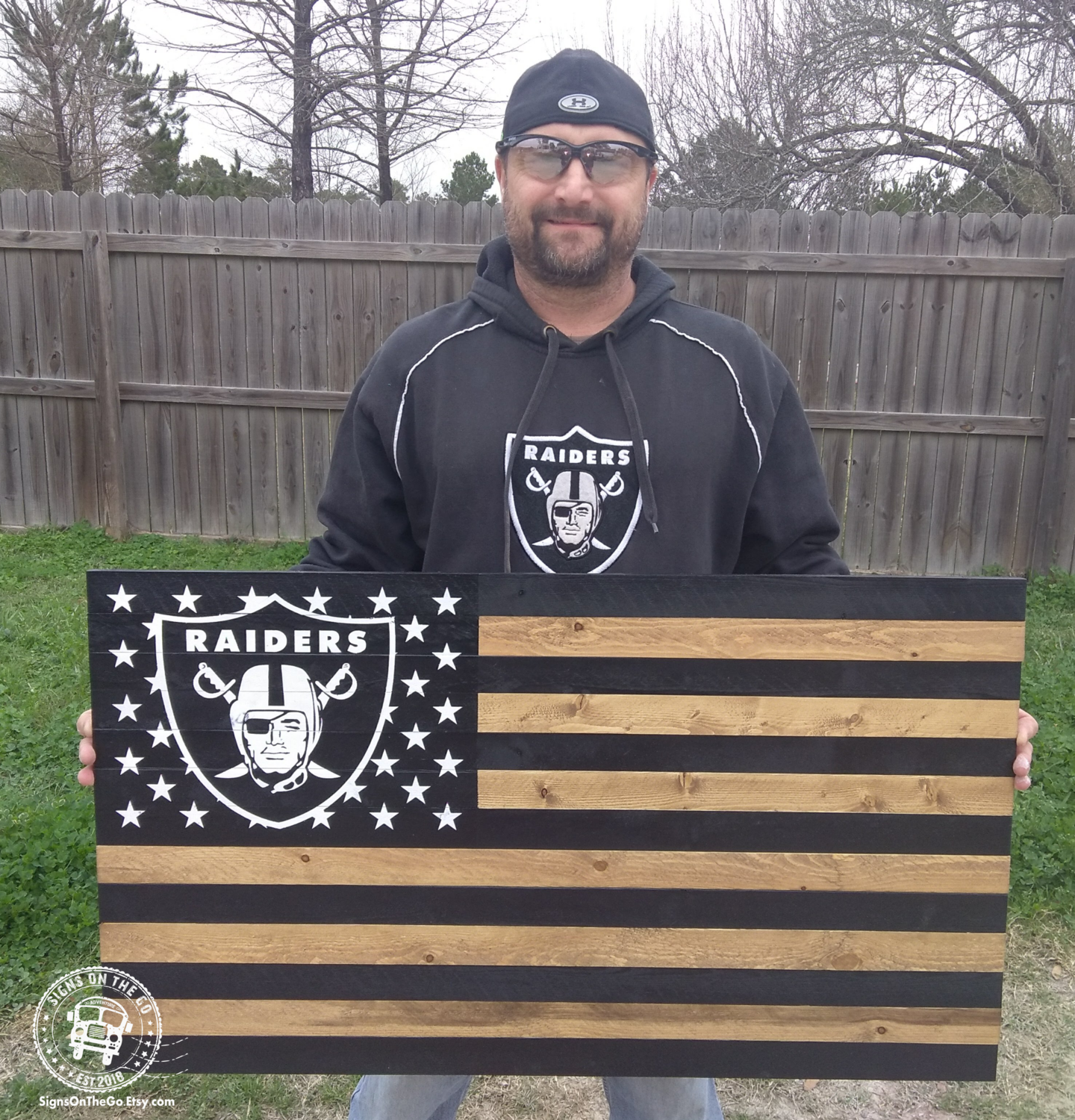 Las Vegas Raider Wood Flag Sign