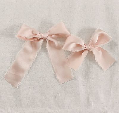 Champagne Frayed Edge Bow