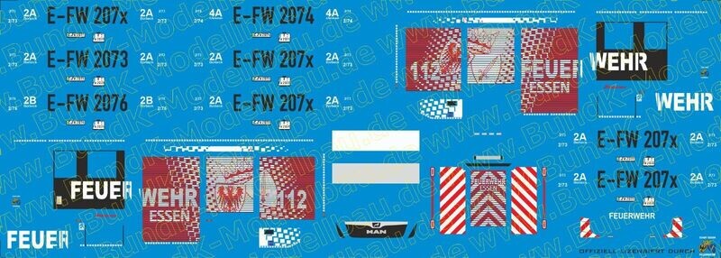 Decal für: SCH-010 MAN TGM Euro6 Schlingmann Varus HLF20 Vorbild: Essen Decal für: SCH-010 MAN TGM Euro6 Schlingmann Varus HLF20 Vorbild: Essen