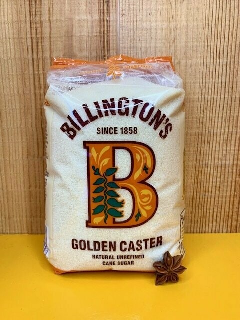 Golden Caster Zucker, extrafeiner Rohrzucker von Billington's, 1 kg Golden Caster Zucker, extrafeiner Rohrzucker von Billington's, 1 kg