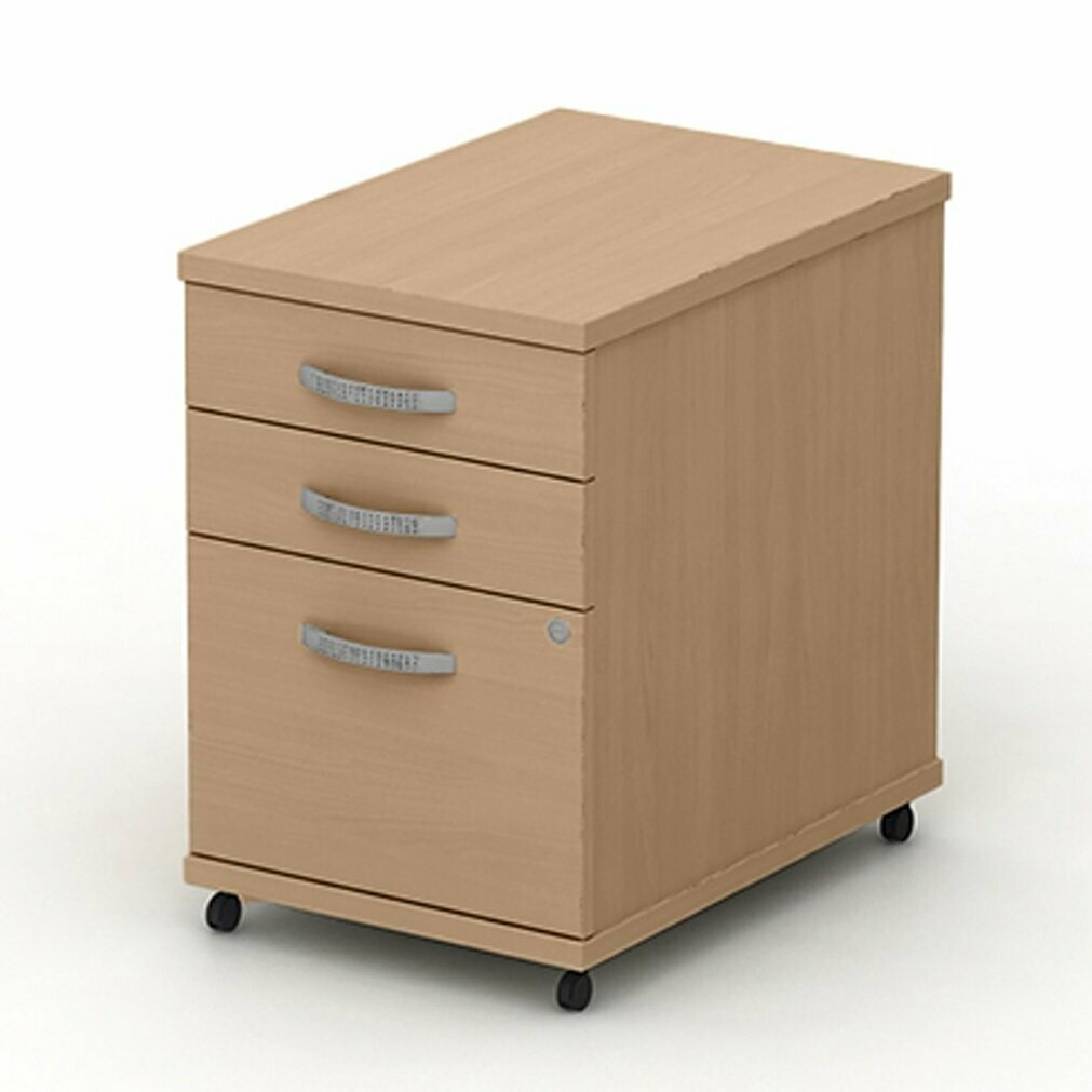3 Drawer wooden mobile pedestal, Colour Option: Calva Oak