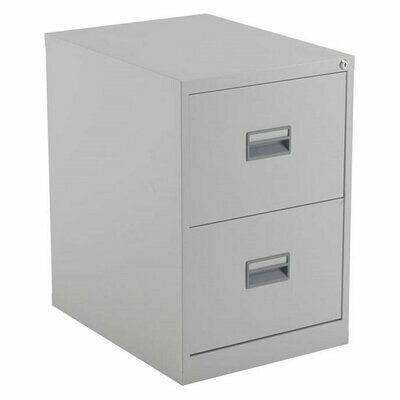 2 Drawer metal filing cabinet grey