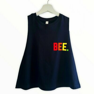 BEE.STRONG. Cropped Vest Black & Rainbow