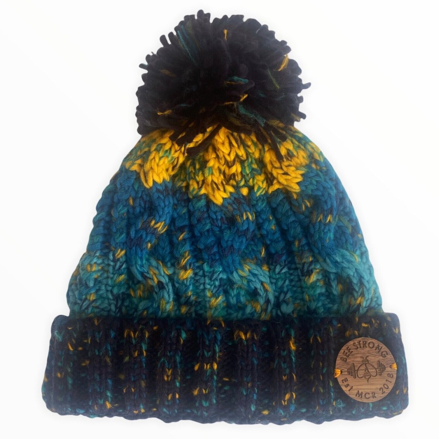 CORKSCREW BOBBLE HAT BLUES