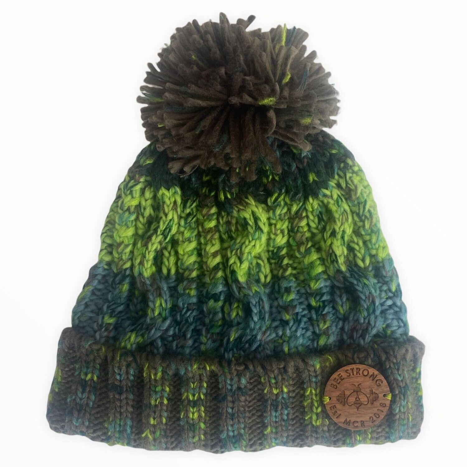 CORKSCREW BOBBLE HAT GREENS