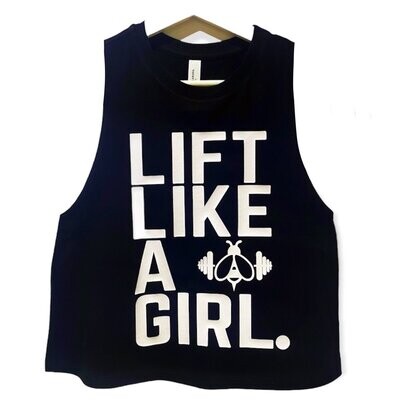 LIFT LIKE A GIRL cropped racerback vest CHOOSE YOUR OWN COLOUR