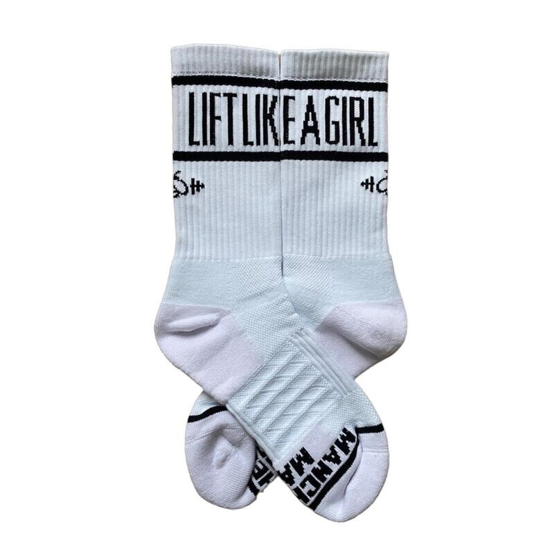 CREW SOCKS WHITE & BLACK LIFT LIKE A GIRL