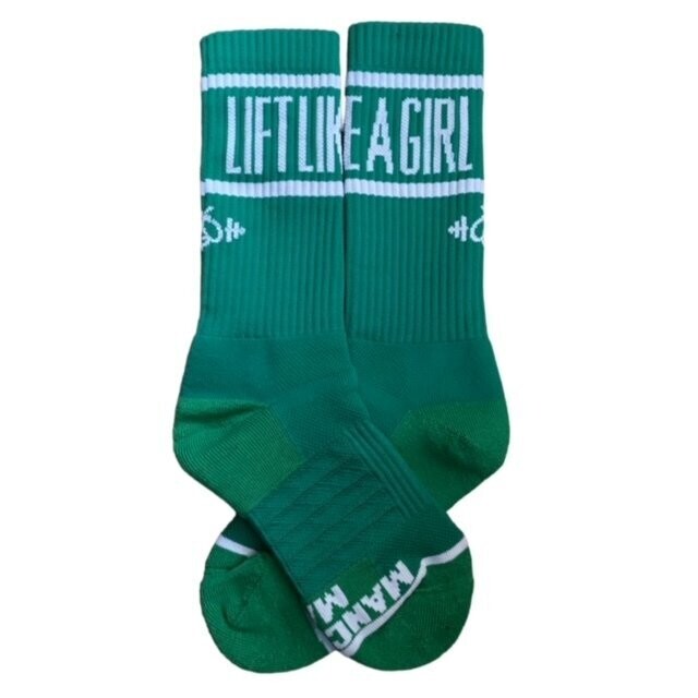 CREW SOCK GREEN & WHITE LIFT LIKE A GIRL