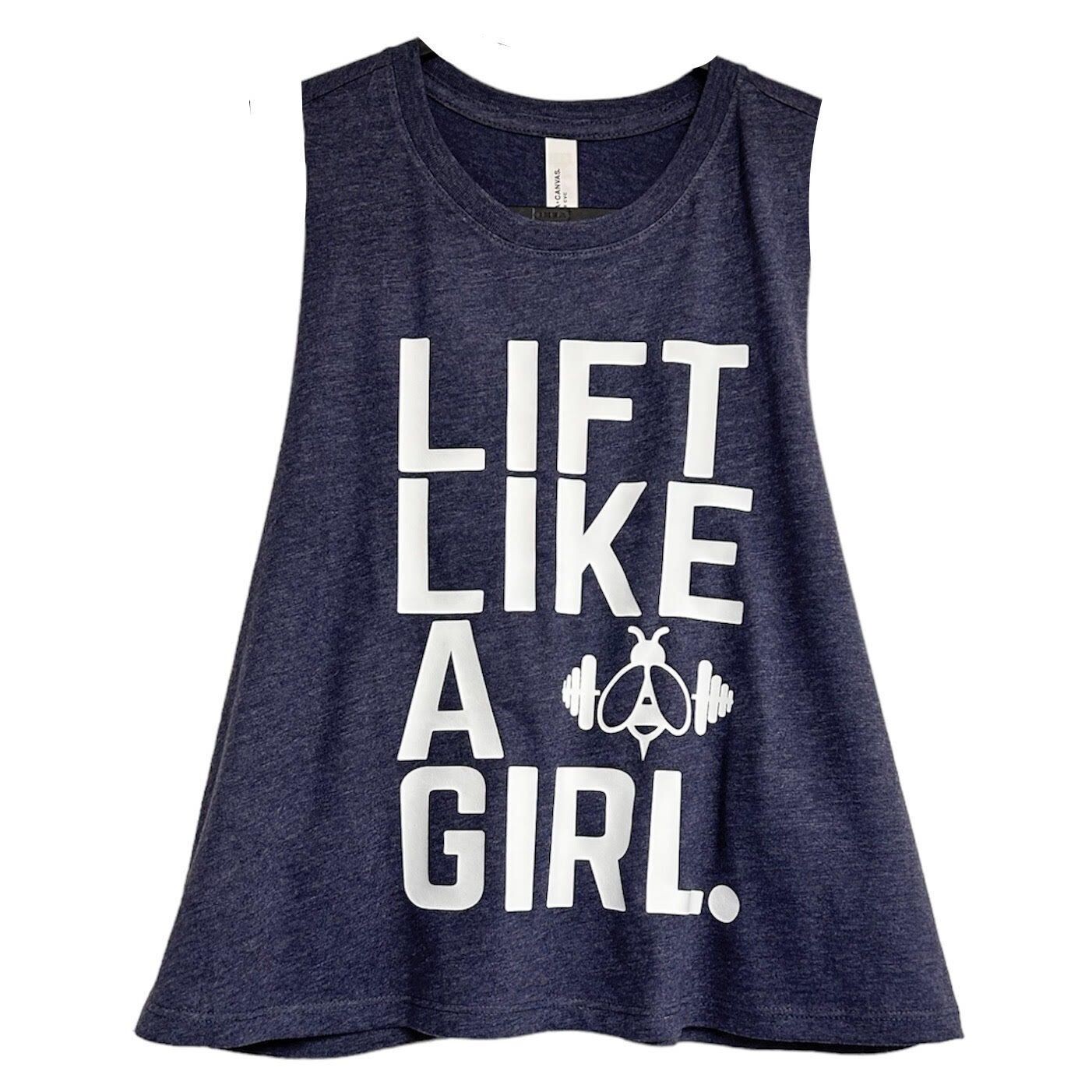 LIFT LIKE A GIRL cropped racerback vest HEATHER NAVY