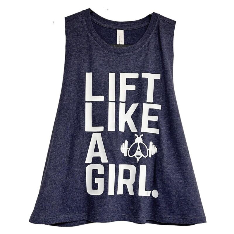 LIFT LIKE A GIRL cropped racerback vest HEATHER NAVY
