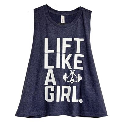 LIFT LIKE A GIRL cropped racerback vest HEATHER NAVY