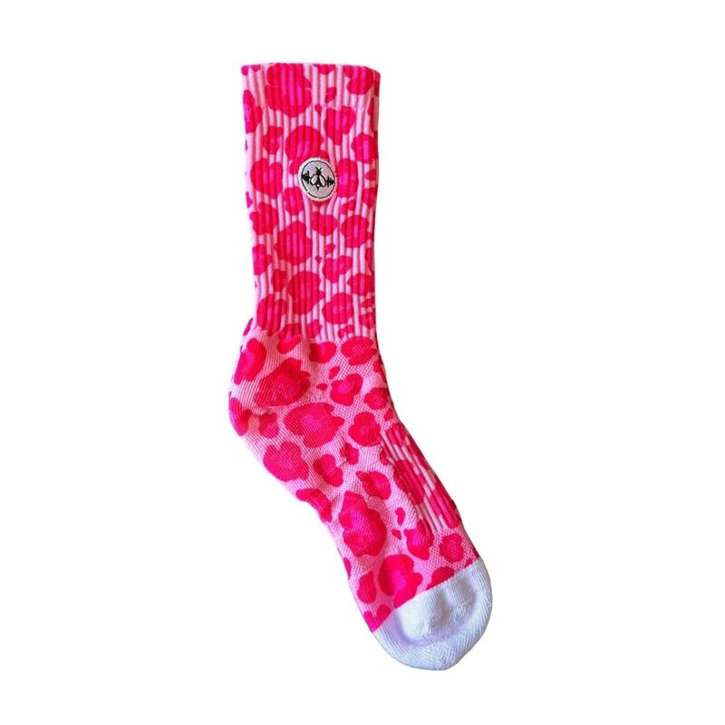 CREW SOCK PINK LEOPARD PRINT