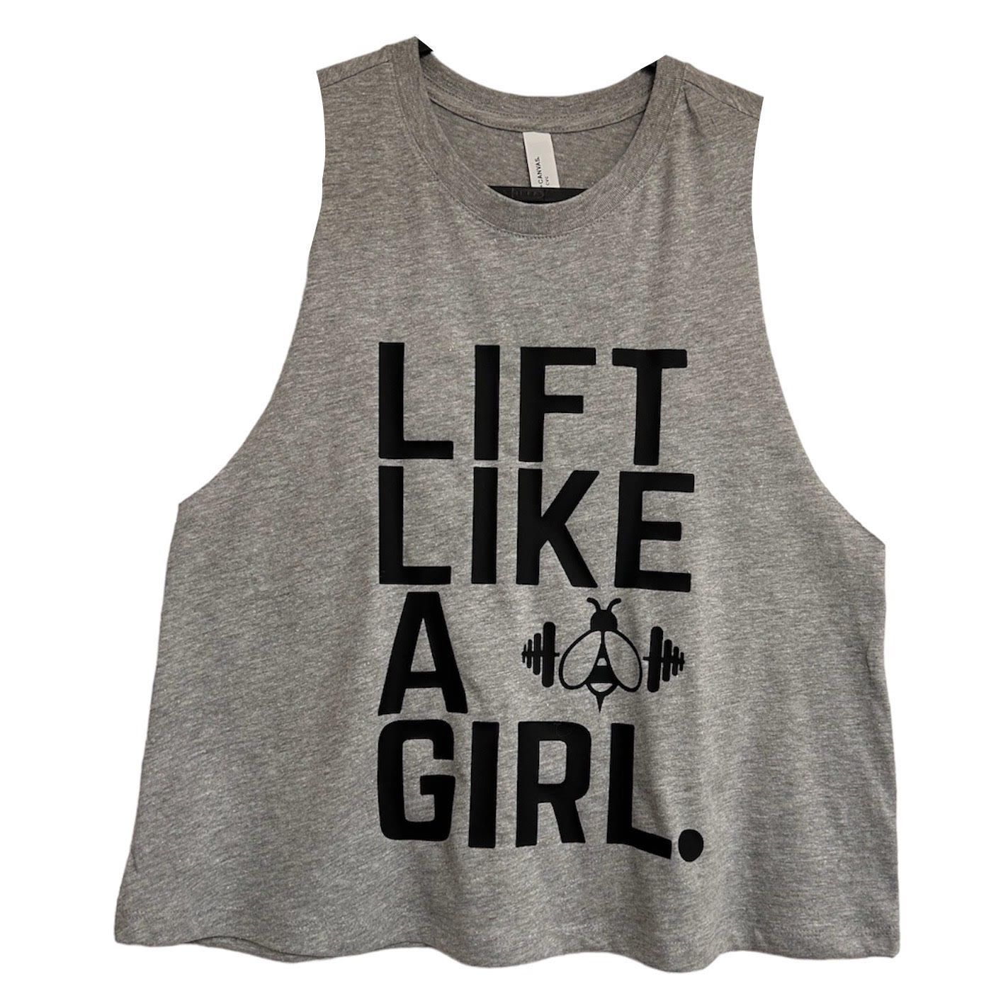 CROPPED LIFT LIKE A GIRL RACERBACK VEST SPORT GREY & BLACK