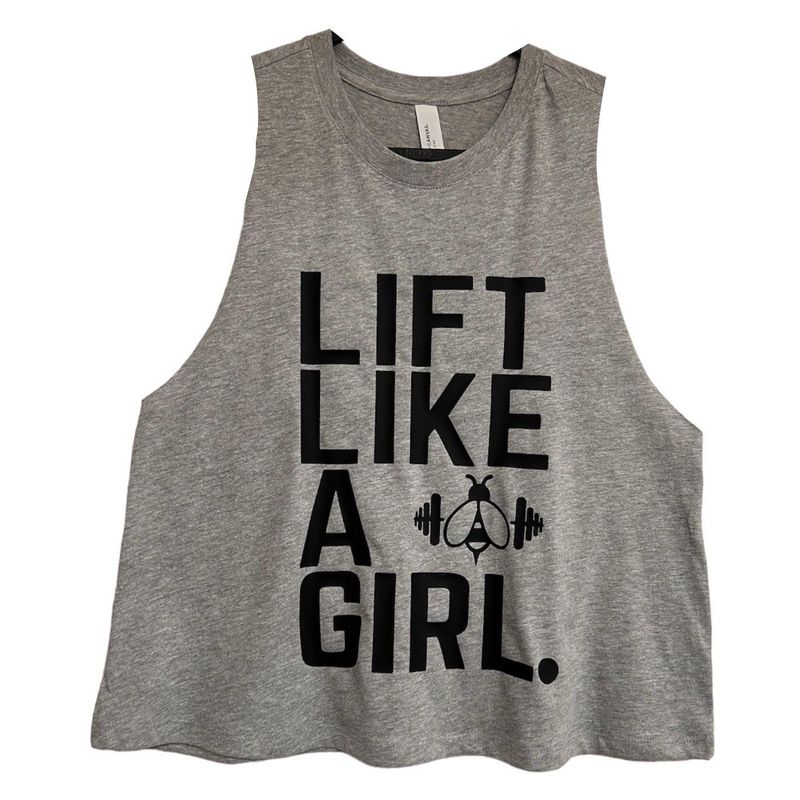 CROPPED LIFT LIKE A GIRL RACERBACK VEST SPORT GREY & BLACK