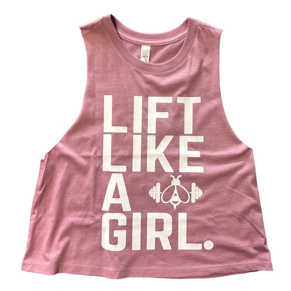 CROPPED LIFT LIKE A GIRL RACERBACK VEST SPORT ORCHID PINK & WHITE
