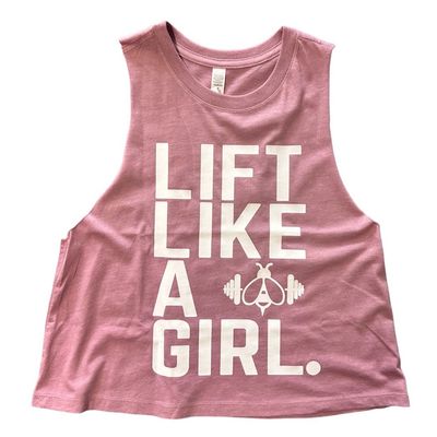 CROPPED LIFT LIKE A GIRL RACERBACK VEST SPORT ORCHID PINK & WHITE