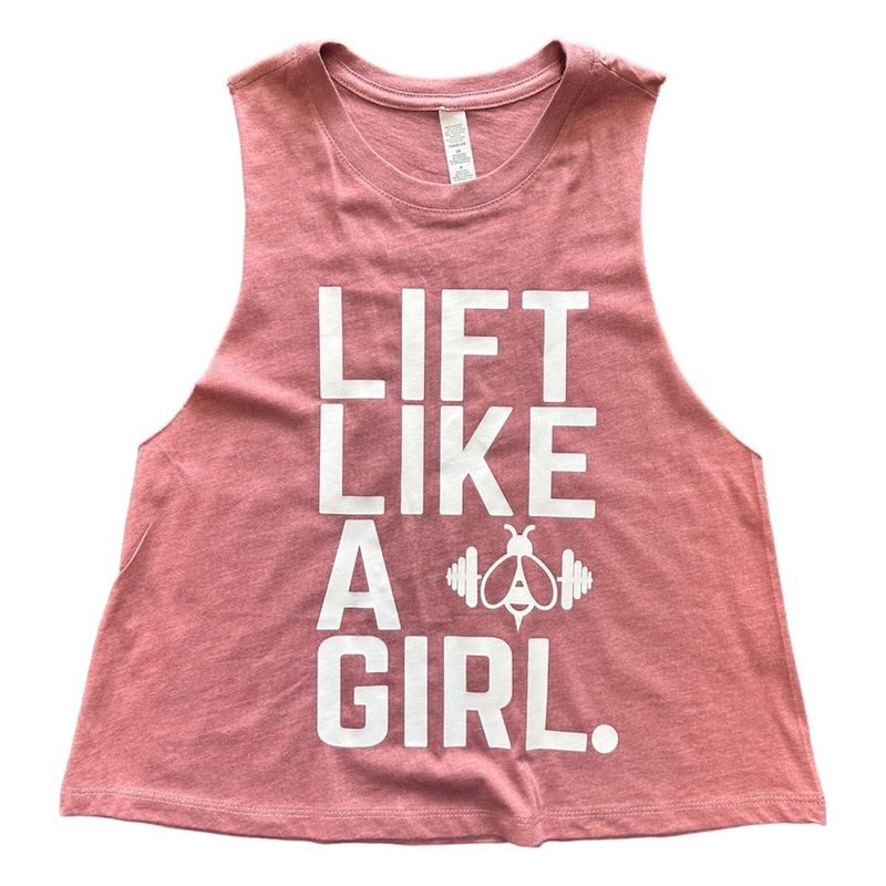 CROPPED LIFT LIKE A GIRL RACERBACK VEST DUSKY PINK & WHITE