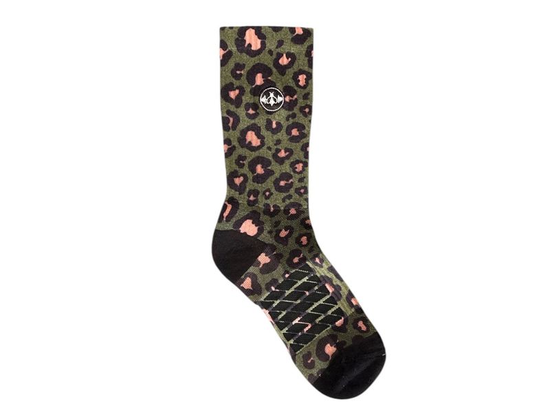 CREW SOCK GREEN LEOPARD PRINT