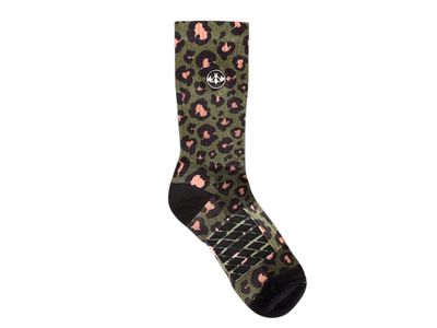 CREW SOCK GREEN LEOPARD PRINT