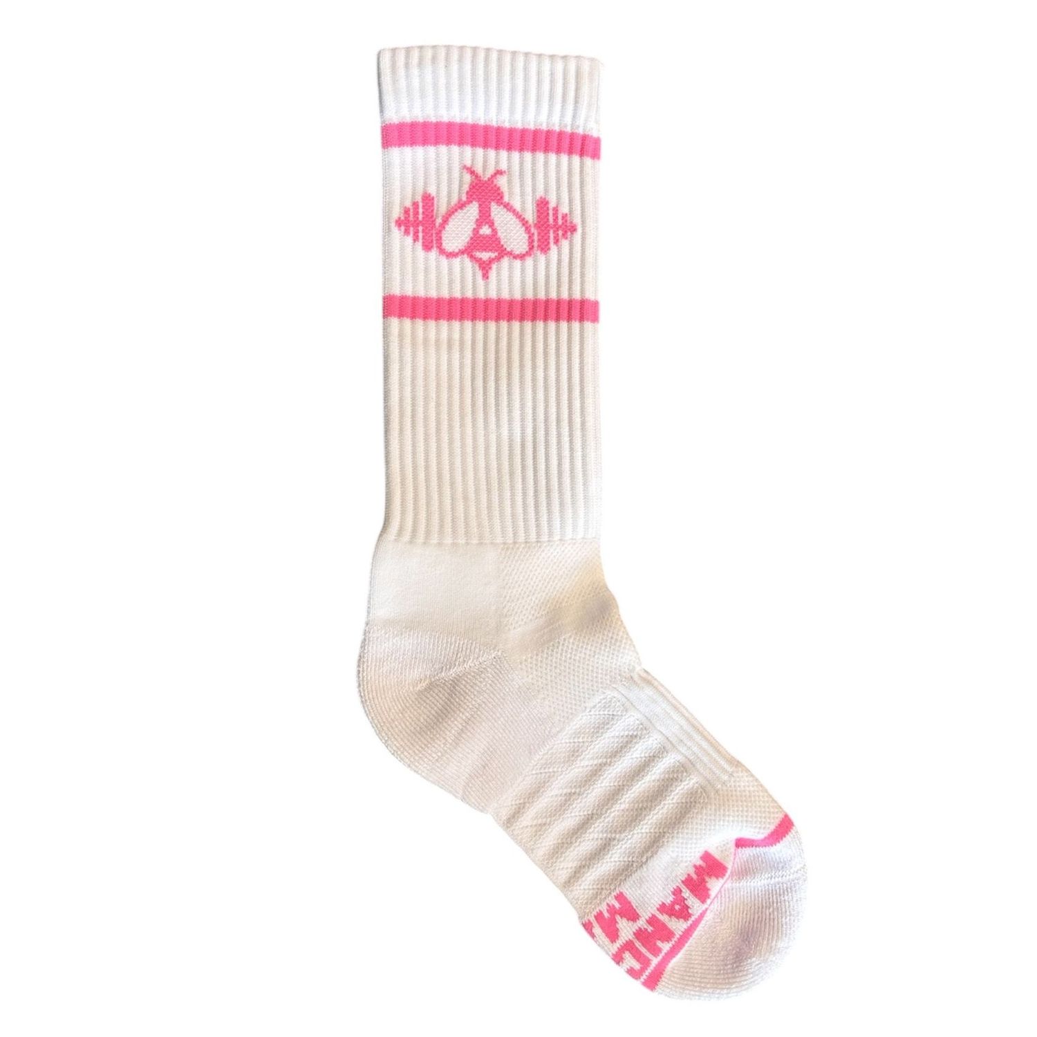 CREW SOCK WHITE & PINK BEE
