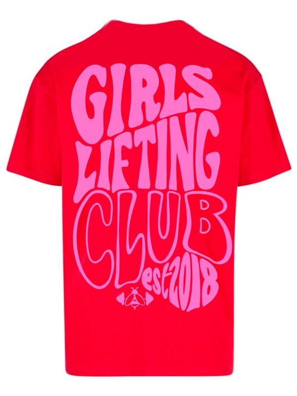GIRLS LIFTING CLUB OVERSIZED TEE - RED