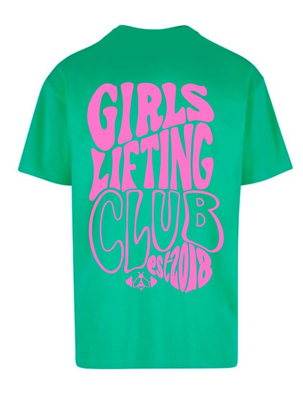 GIRLS LIFTING CLUB OVERSIZED TEE - KELLY GREEN
