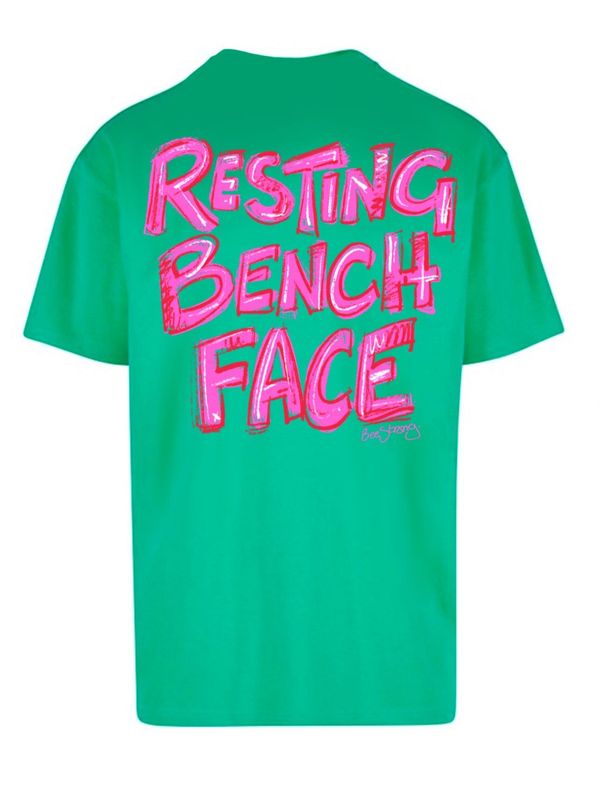 RESTING BENCH FACE OVERSIZED TEE - KELLY GREEN