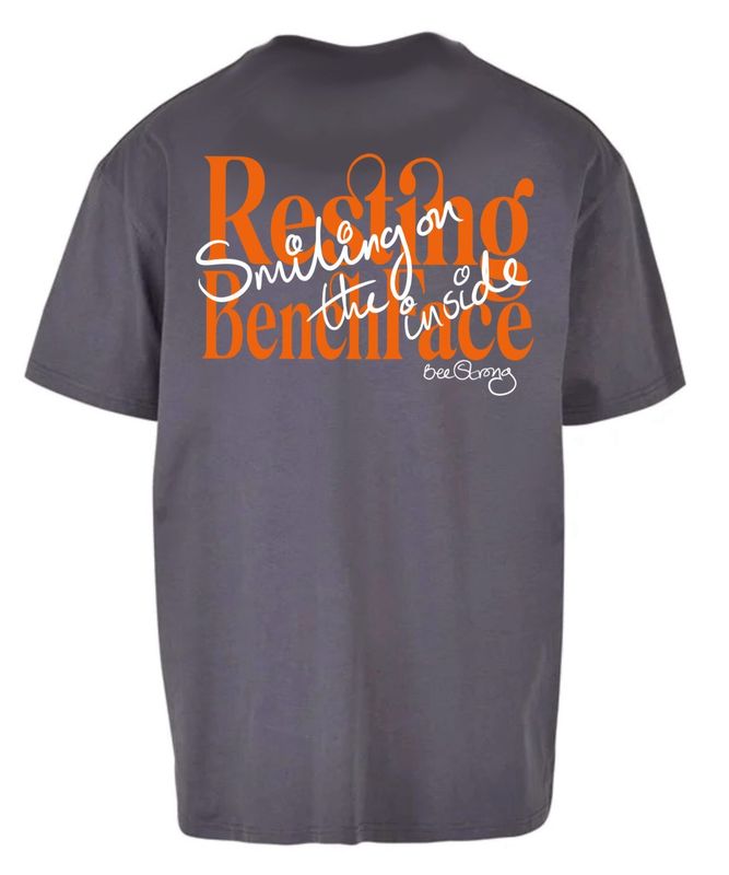 RESTING BENCH FACE CLASSIC OVERSIZED TEE - CHARCOAL