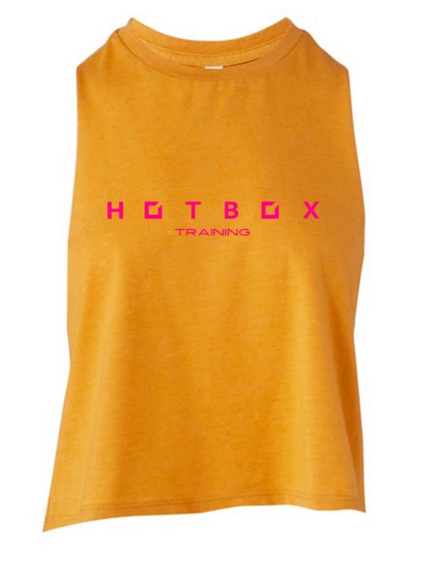 HOT BOX CROPPED RACERBACK VEST - MUSTARD & PINK