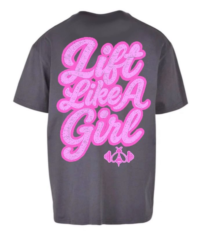 LIFT LIKE A GIRL 25 OVERSIZED TEE - CHARCOAL GREY