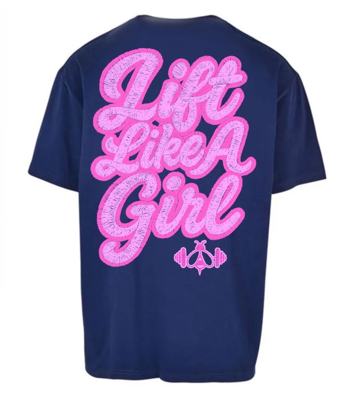 LIFT LIKE A GIRL 25 OVERSIZED TEE - NAVY