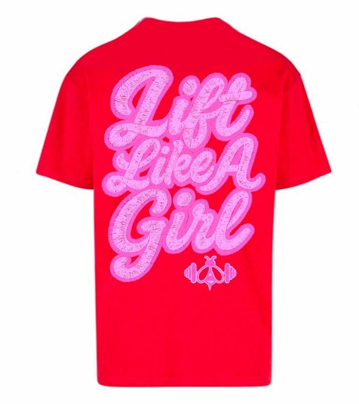 LIFT LIKE A GIRL 25 OVERSIZED TEE - RED