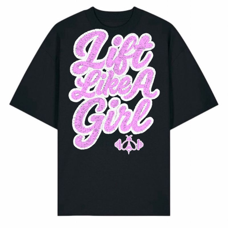 LIFT LIKE A GIRL 25 OVERSIZED TEE - BLACK