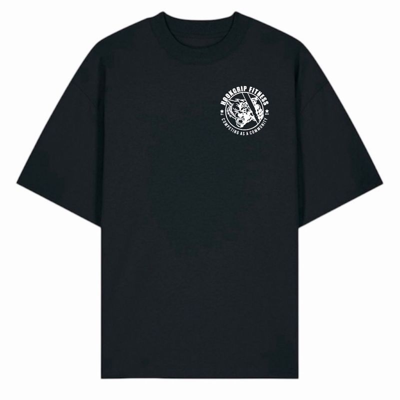 HOOKGRIP - ROUND LOGO  - BLACK OVERSIZED TEE