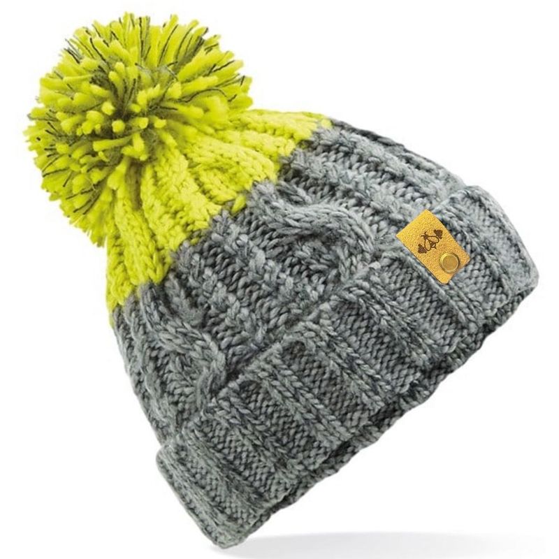 APRES BOBBLE HAT CITROEN YELLOW & CHARCOAL