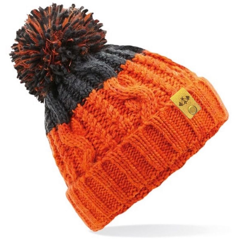 APRES BOBBLE HAT ORANGE & CHARCOAL