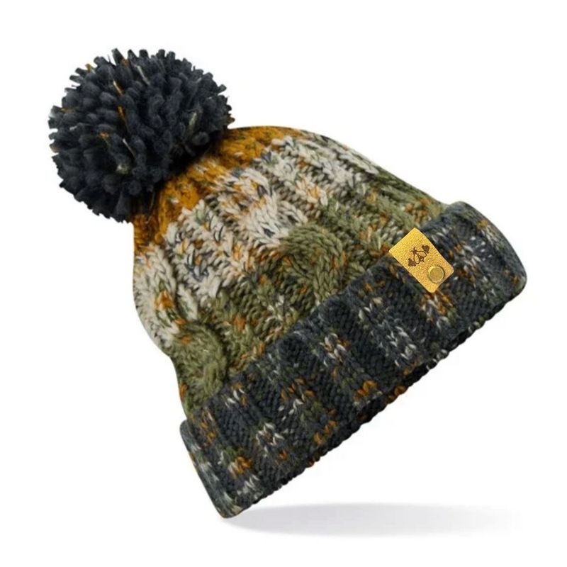 CORKSCREW BOBBLE HAT AUTUMN MOSS