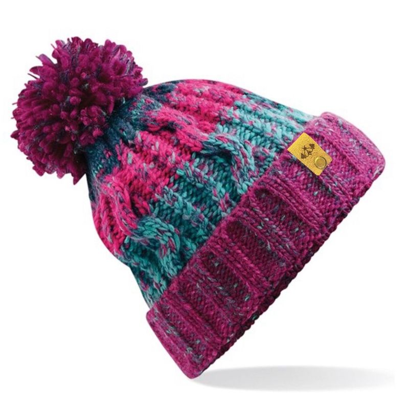 CORKSCREW BOBBLE HAT PINKS