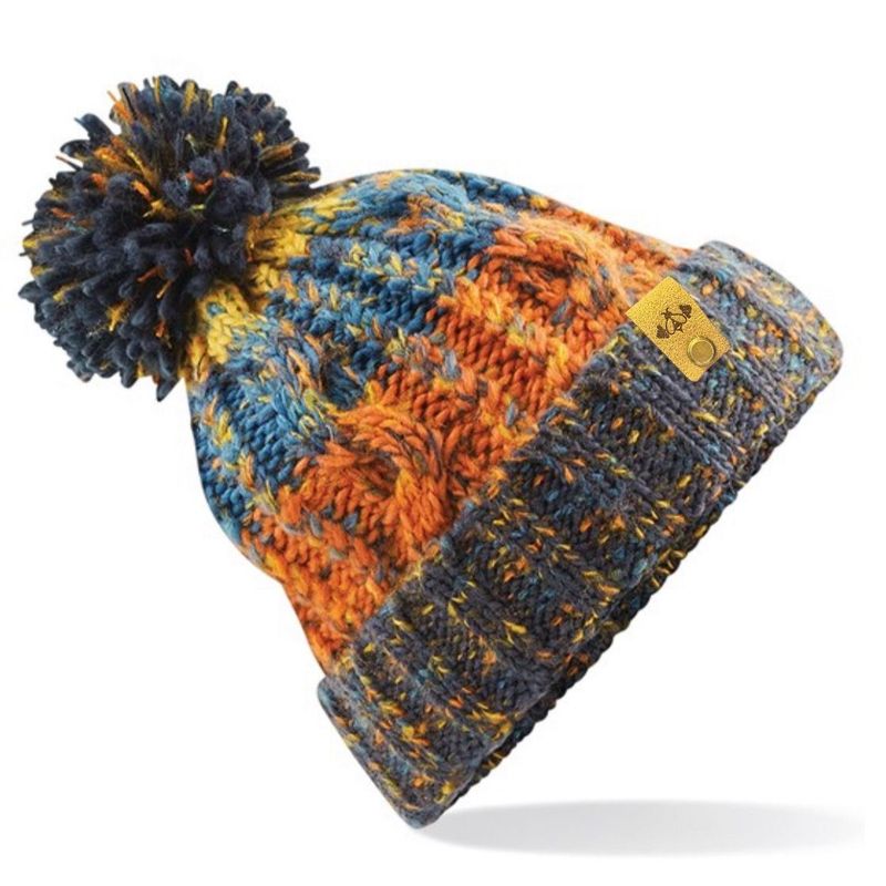 CORKSCREW BOBBLE HAT ORANGE